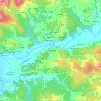 Mappa topografica Le Haut Bourg, altitudine, rilievo