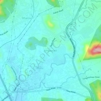 Mappa topografica Ambawadi, altitudine, rilievo