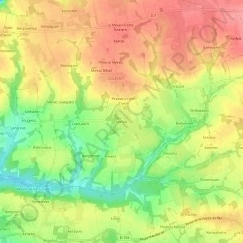 Mappa topografica Kerlala, altitudine, rilievo