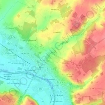 Mappa topografica Le Gué, altitudine, rilievo