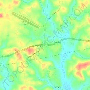 Mappa topografica Spencer, altitudine, rilievo
