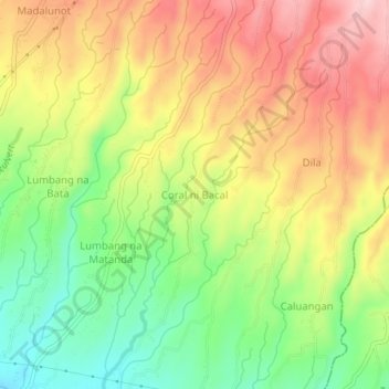 Mappa topografica Coral ni Bacal, altitudine, rilievo