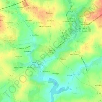 Mappa topografica Le Bourg du Chemin, altitudine, rilievo