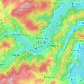 Mappa topografica Heiligenberg, altitudine, rilievo