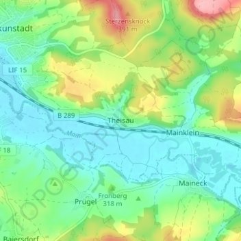 Mappa topografica Theisau, altitudine, rilievo