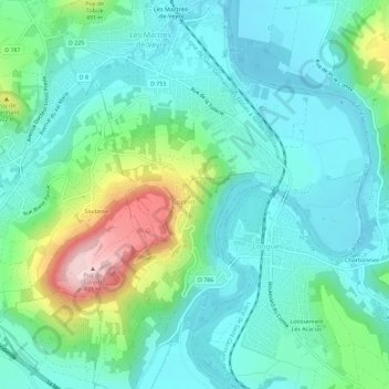 Mappa topografica Le Pouzat, altitudine, rilievo