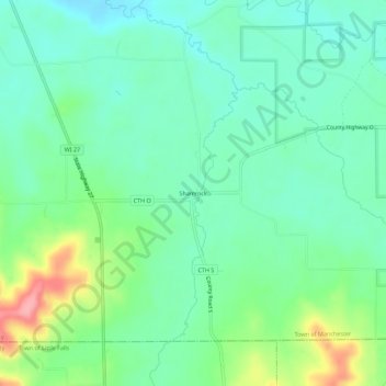 Mappa topografica Shamrock, altitudine, rilievo