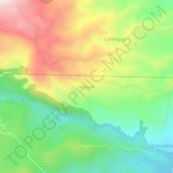 Mappa topografica Mabini, altitudine, rilievo