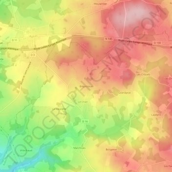 Mappa topografica Bréjassoux, altitudine, rilievo
