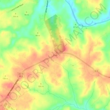 Mappa topografica Dixie, altitudine, rilievo