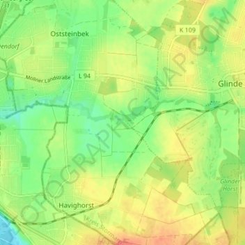 Mappa topografica Domhorst, altitudine, rilievo