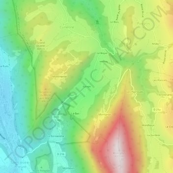 Mappa topografica Fornet, altitudine, rilievo