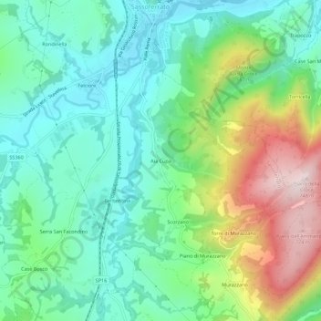 Mappa topografica Aia Cupa, altitudine, rilievo