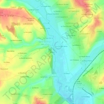 Mappa topografica Villeray, altitudine, rilievo