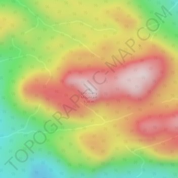 Mappa topografica Discovery Mountain, altitudine, rilievo