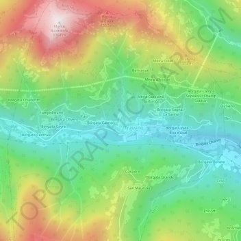 Mappa topografica Radice, altitudine, rilievo