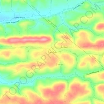 Mappa topografica Stony Run, altitudine, rilievo