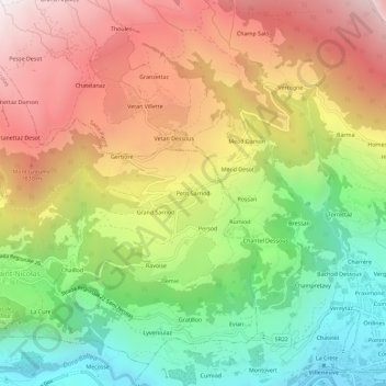 Mappa topografica Petit Sarriod, altitudine, rilievo