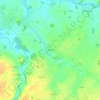 Mappa topografica La Mortière, altitudine, rilievo