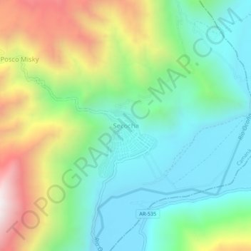 Mappa topografica Secocha, altitudine, rilievo