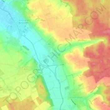 Mappa topografica Rot, altitudine, rilievo