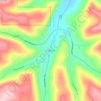 Mappa topografica Greenwood, altitudine, rilievo