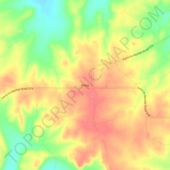 Mappa topografica Ridge, altitudine, rilievo