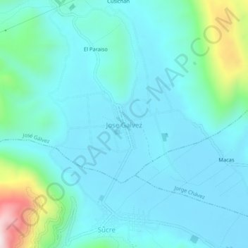 Mappa topografica Jose Galvez, altitudine, rilievo