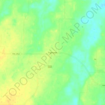 Mappa topografica Tigertown, altitudine, rilievo