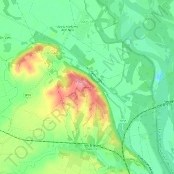 Mappa topografica Monte, altitudine, rilievo
