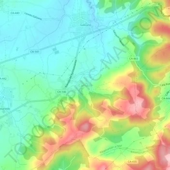 Mappa topografica Carriazo, altitudine, rilievo