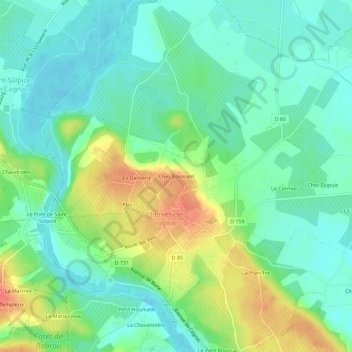 Mappa topografica Chez Boisnard, altitudine, rilievo