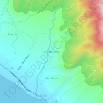 Mappa topografica Santo Niño, altitudine, rilievo
