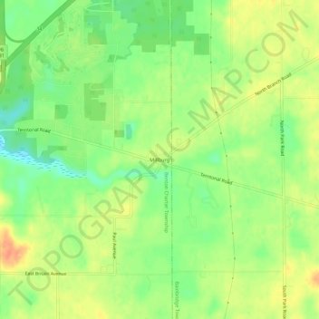 Mappa topografica Millburg, altitudine, rilievo