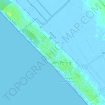 Mappa topografica Baia Domizia, altitudine, rilievo