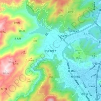 Mappa topografica 金涵畲族乡, altitudine, rilievo