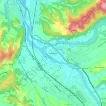 Mappa topografica Precipiano, altitudine, rilievo