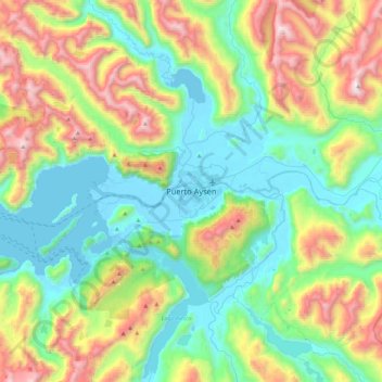 Mappa topografica Puerto Aysén, altitudine, rilievo
