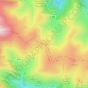 Mappa topografica Port de Balès, altitudine, rilievo