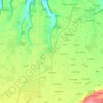 Mappa topografica Gasteig, altitudine, rilievo