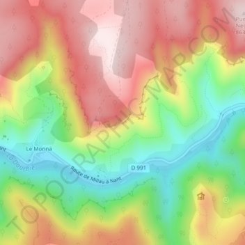 Mappa topografica Trou de la Lune, altitudine, rilievo