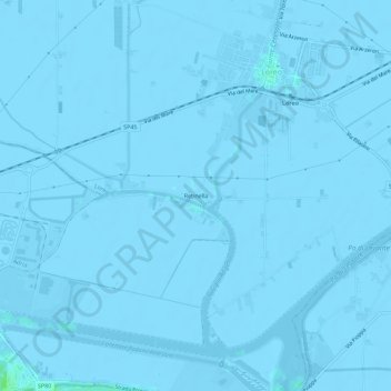 Mappa topografica Retinella, altitudine, rilievo