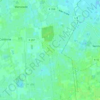 Mappa topografica Südarle, altitudine, rilievo