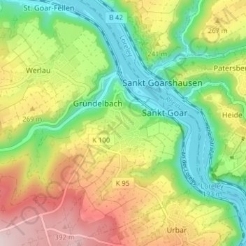 Mappa topografica Biebernheim, altitudine, rilievo