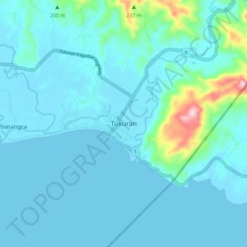 Mappa topografica Tukuran, altitudine, rilievo