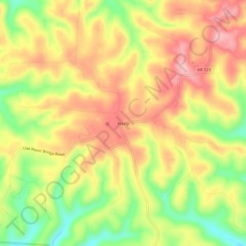Mappa topografica Hasty, altitudine, rilievo