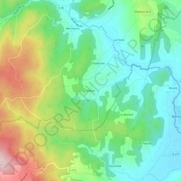 Mappa topografica Besses, altitudine, rilievo