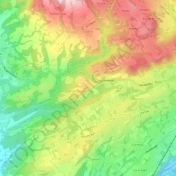Mappa topografica Antole, altitudine, rilievo