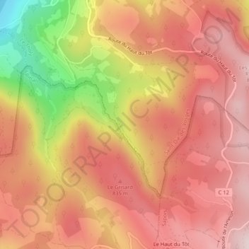 Mappa topografica Bambois de Bouvacote, altitudine, rilievo