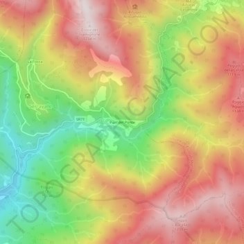 Mappa topografica Pian del Ponte, altitudine, rilievo